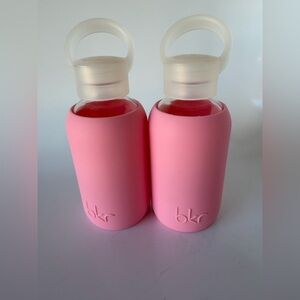 Set of 2 BKR Glass Water Bottle 16oz Pink Silicone Sleeve 16oz